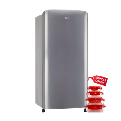 LG GL-B201SLLB Single Door Fridge, 180L - Smart Inverter Compressor, Larger Capacity, Semi Auto Defrost, Moist Balance Crisper™ + Get a Free Food Storage Container Set