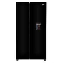 VON VRZ-529NVAK Side By Side Fridge 529L Black Glass