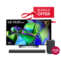 LG 65" OLED TV OLED65C36LA - 4K, SMART, ThinQ + Get 50% OFF a LG 400W SC9S Soundbar - Dolby Atmos