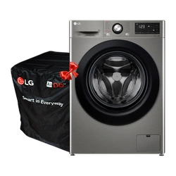 LG F4R3VYG6P Front Load Washing Machine, 9KG -  AI DD Technology, Steam Technology + Washing Machine Cover