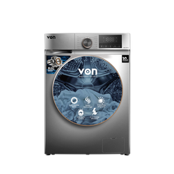 Von VWM-10FVTS Front Load Inverter Washing Machine, Silver - 10KG