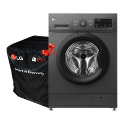 LG F4J3TYG6J Front Load Washing Machine, 8KG - 6 Motion Direct Drive, Steam Technology + Washing Machine Cover