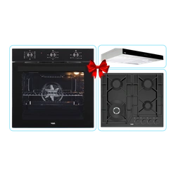 VON 60CM Built-In Hood, 60CM Hob and 60CM Oven Bundle – Black Glass