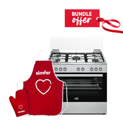 Simfer 9507WEI 5 Gas Professional Cooker, Multifunctional Electric Oven - Half Inox + Get FREE Simfer Apron & Mitten set