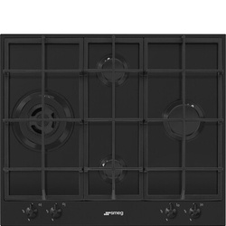 SMEG PX364LMB 4 Gas Built In HOB Black Glass  - WOK, Cast Iron
