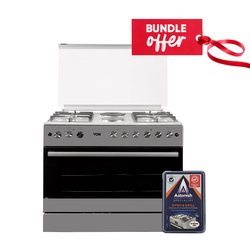 Von F9E50E2/ F9E42G2.IL.S/ VAC9F042WX 4 Gas + 2 Electric Cooker - Stainless steel  + Get Free Astonish Specialist Oven & Grill Cleaner