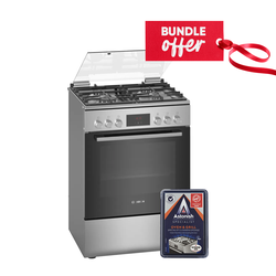 Bosch HXQ38AE50M 4 Gas Cooker + 1 Electric Oven - Stainless Steel + Get Free Astonish Specialist Oven & Grill Cleaner