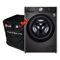 LG F4V9BWP2EE Front Load Washing Machine, 12KG - TurboWash 360, Steam+, AI DD Technology + Washing Machine Cover