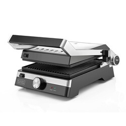 Black+Decker CG2000-B5 2 in 1 Health Grill, Stainless Steel - 2000W