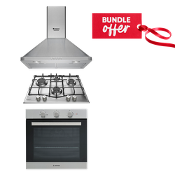 Ariston PCN 642 IX/A Built In HOB, 4 Gas, 60CM, Inox + Built In Chimney Hood + Built In Oven FREE