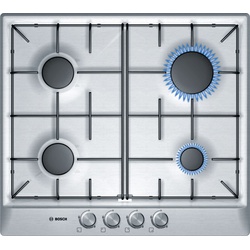 Bosch PCP615B80Z 4 Gas Built In Hob, 60cm, Cylindrical Knobs - Stainless Steel