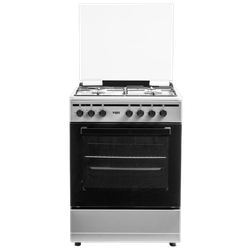 VON Cooker 4 Gas + Electric oven - VCF664041FSY Thick Enamel Inox Grey