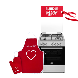 Simfer 6312NEI Cooker 3 Gas +1 Electric - Stainless Steel + Get FREE Simfer Apron & Mitten set