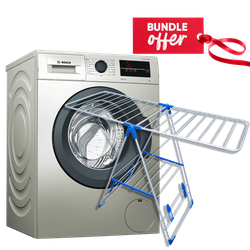Bosch WAJ2018SKE Front Load Washing Machine 8KG - Silver + Get Free Rack