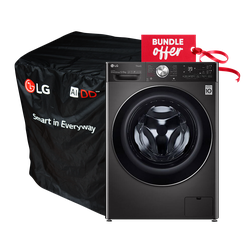 LG  F4V9BDP2EE Front Load Washer Dryer, 12/8KG- Black + Get Washing Machine Cover FREE