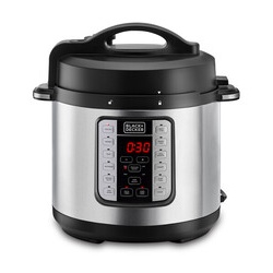 BLACK+DECKER PCP1000-B5 6L Pressure Cooker, Stainless Steel - 1000W