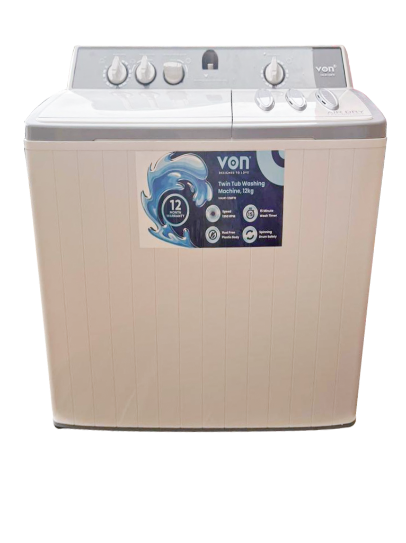 Von Valw 12mfw Twin Tub Washing Machine White 12 Kg Ke 8279