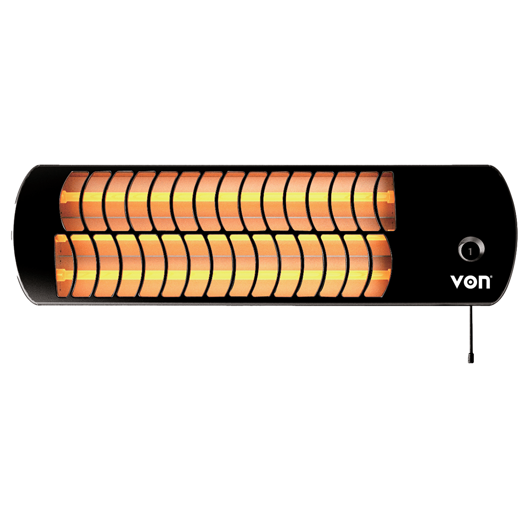 Von VSHJ18QK Quartz Heater, Wall Mountable, 1800W Black hotpoint.co.ke