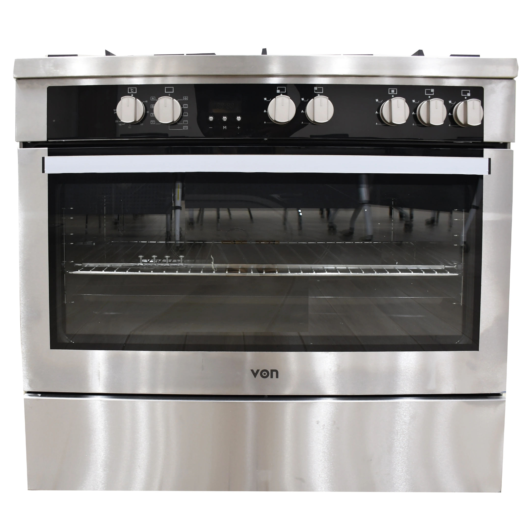 VON VCP965072FSX Freestanding Cooker – 5 Gas Burners, Cast Iron Pan Support, Flame Failure Device